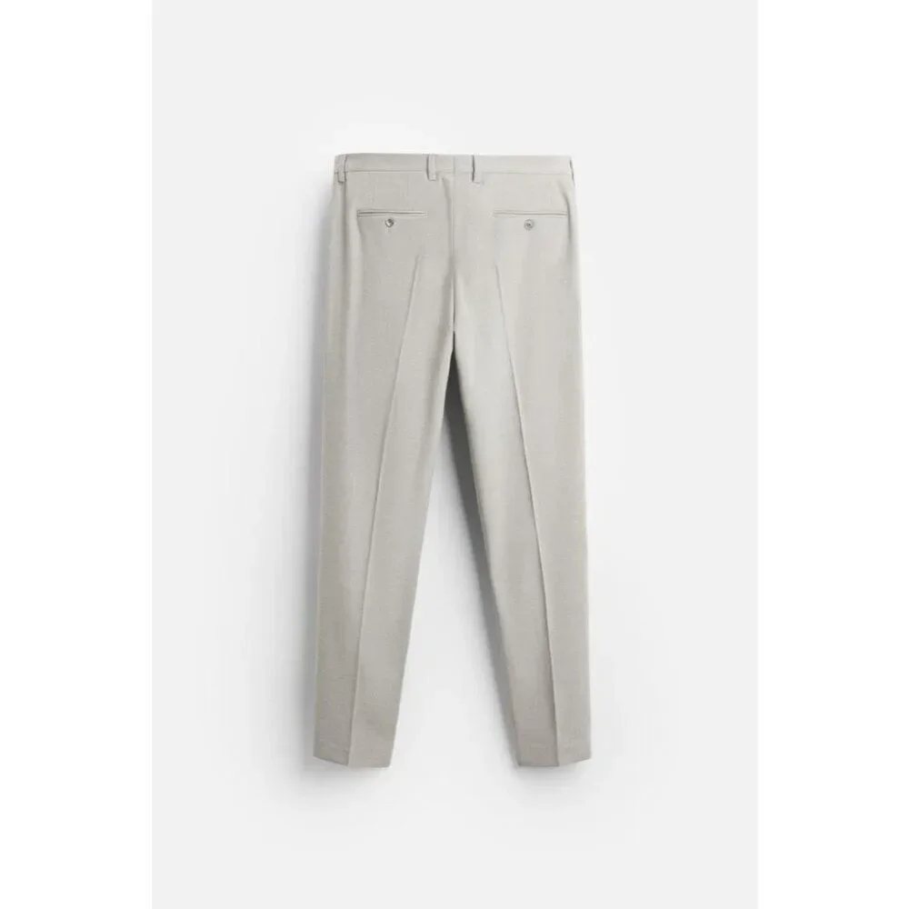 Zara Mens Trouser Pants Size EU 40 US 31 Stone Grey Textured Fabric 5338/252 NWT